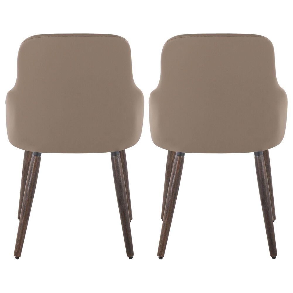 LumiSource York Side Chair with Brown Faux Leather Cushion in Dark Walnut (Set of 2), , large