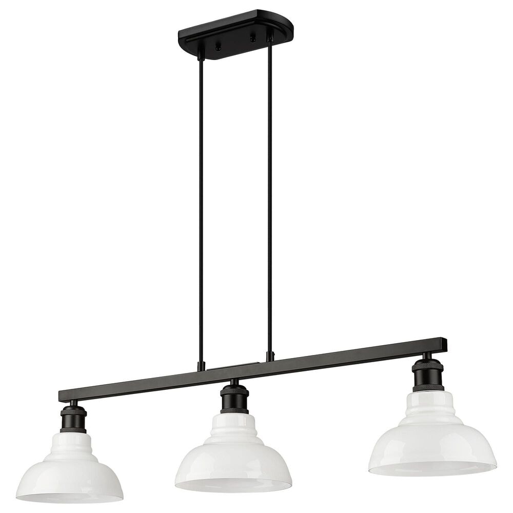 Golden Lighting Carver 3-Light Linear Pendant with Vintage Milk Shade in Matte Black, , large