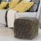 LR Home 16" Square Pouf in Black and Gold, , large