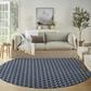 Nourison Twist Reversible 8" Round Navy Indoor/Outdoor Area Rug, , large