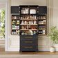 HOMLUX 78.2" Tall Farmhouse Kitchen Pantry Cabinet with 8 Door Shelves, Storage Cabinet with 3 Adjustable Shelves, 3 Large Drawers, Versatile Cupboard for Kitchen, Dining & Bathroom, Ash Black, , large