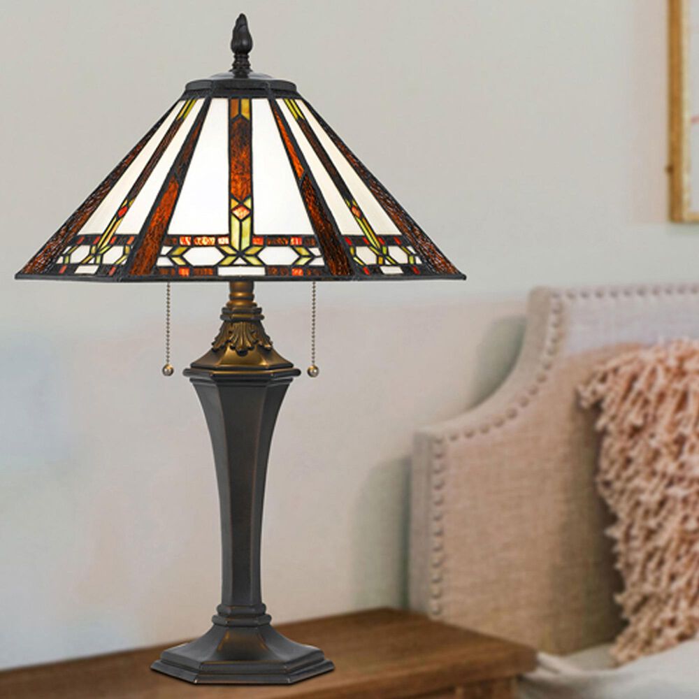 Cal Lighting 25" Tiffany Table Lamp in Bronze, , large