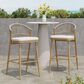 Hearth and Haven 30" Outdoor Barstool with Maple Frame in Beige (Set of 2), , large