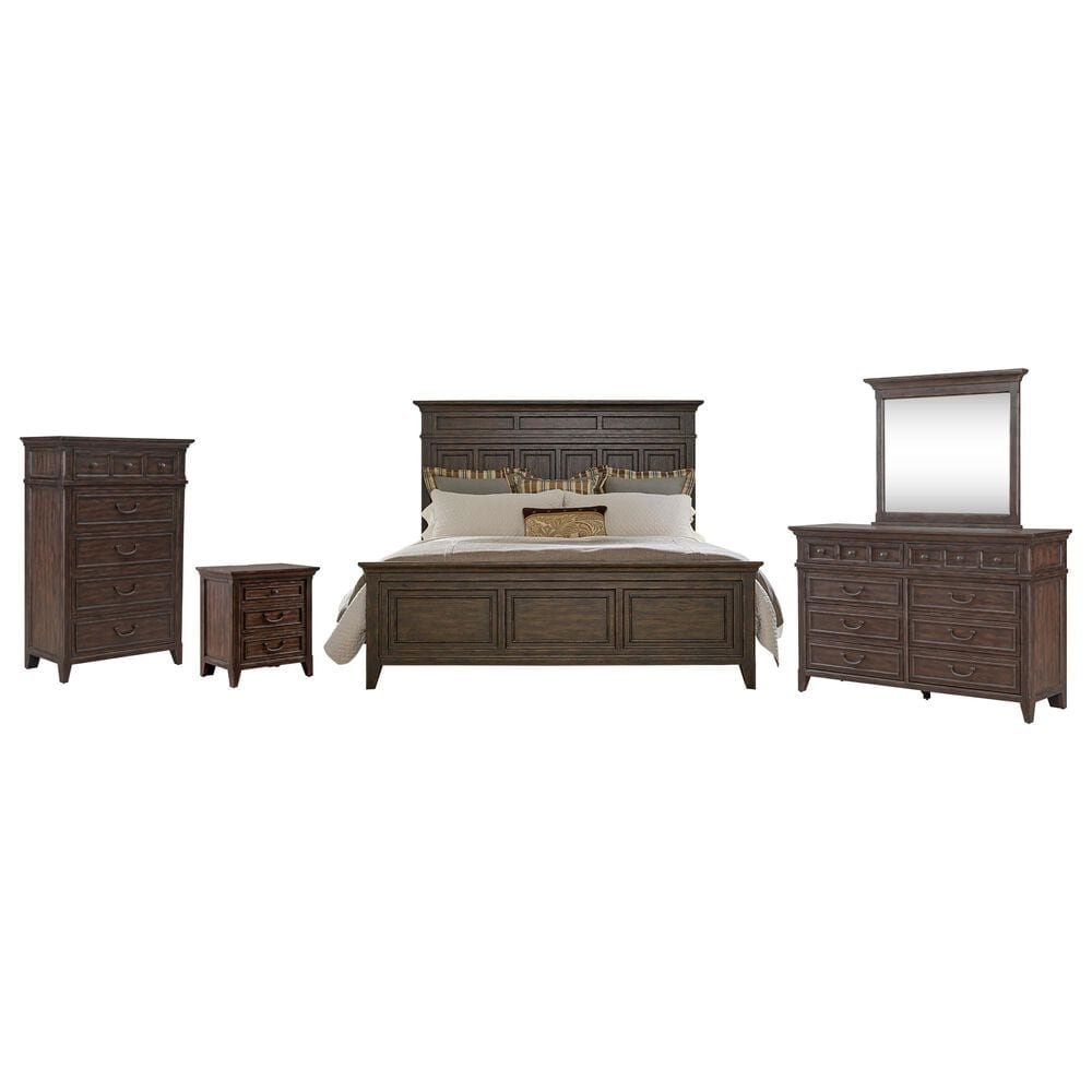 Belle Furnishings Paradise Valley 5-Piece King Bedroom Set in Saddle Brown, , large
