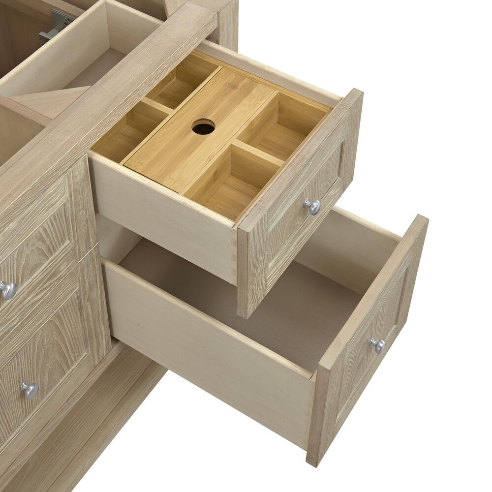 James Martin Vanities Breckenridge 60&quot; Single Bathroom Vanity in Whitewashed Oak with 3 cm Ethereal Noctis Quartz Top and Rectangular Sink, , large