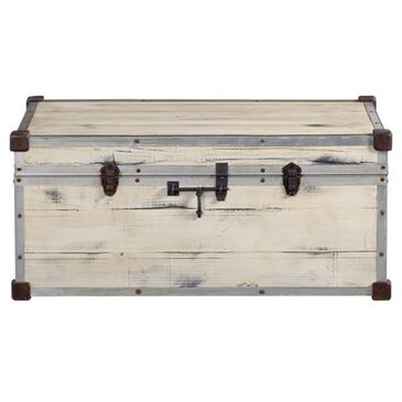 Santa Fe Rustic Michelangelo Metal Wood Trunk in Antique White, , large