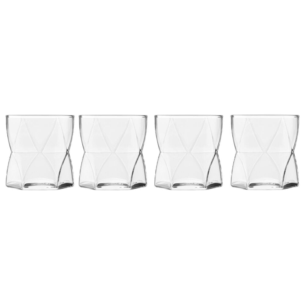 Libbey Glass Rhombus 12 Oz Rocks Glass in Clear (Set of 4), , large