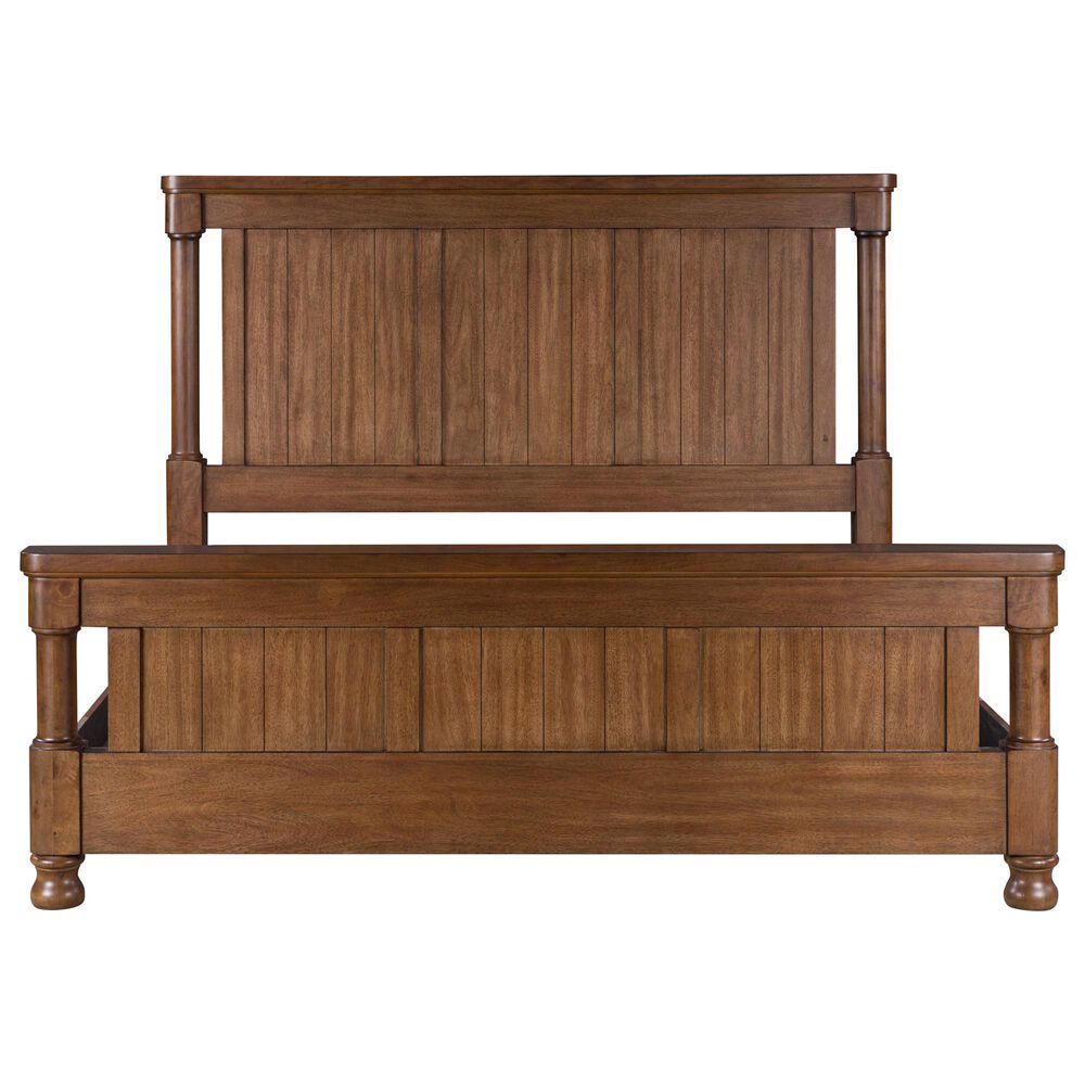 Ashley Rowlenstown King Panel Bed with Two Nightstands in Brown, , large