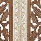 Maple and Jade 4-Panel Partition Room Divider Screen with Carved Designs in Brown and White, , large
