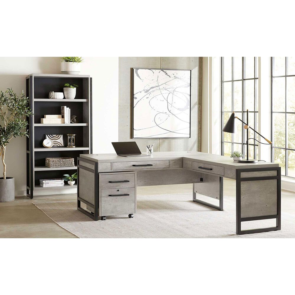 Wycliff Bay Mason L-Shaped Desk in Gray and Black, , large