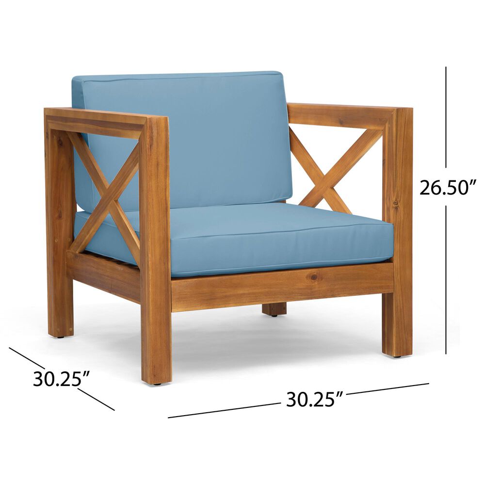 Hearth and Haven Brava Outdoor Club Chair with Cross-Back Design in Blue, , large