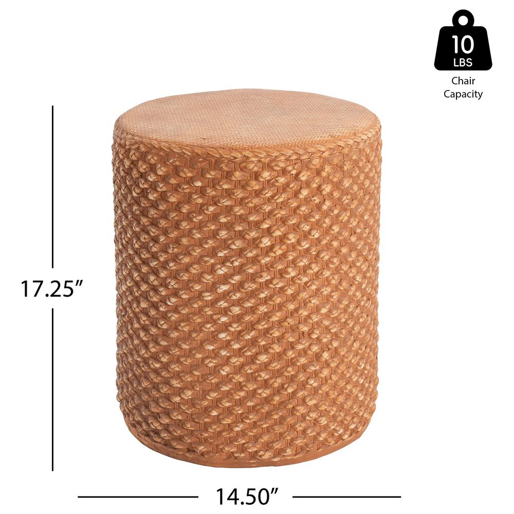 Hearth and Haven Evie Outdoor Round Side Table with Basket Weave Pattern in Brown, , large