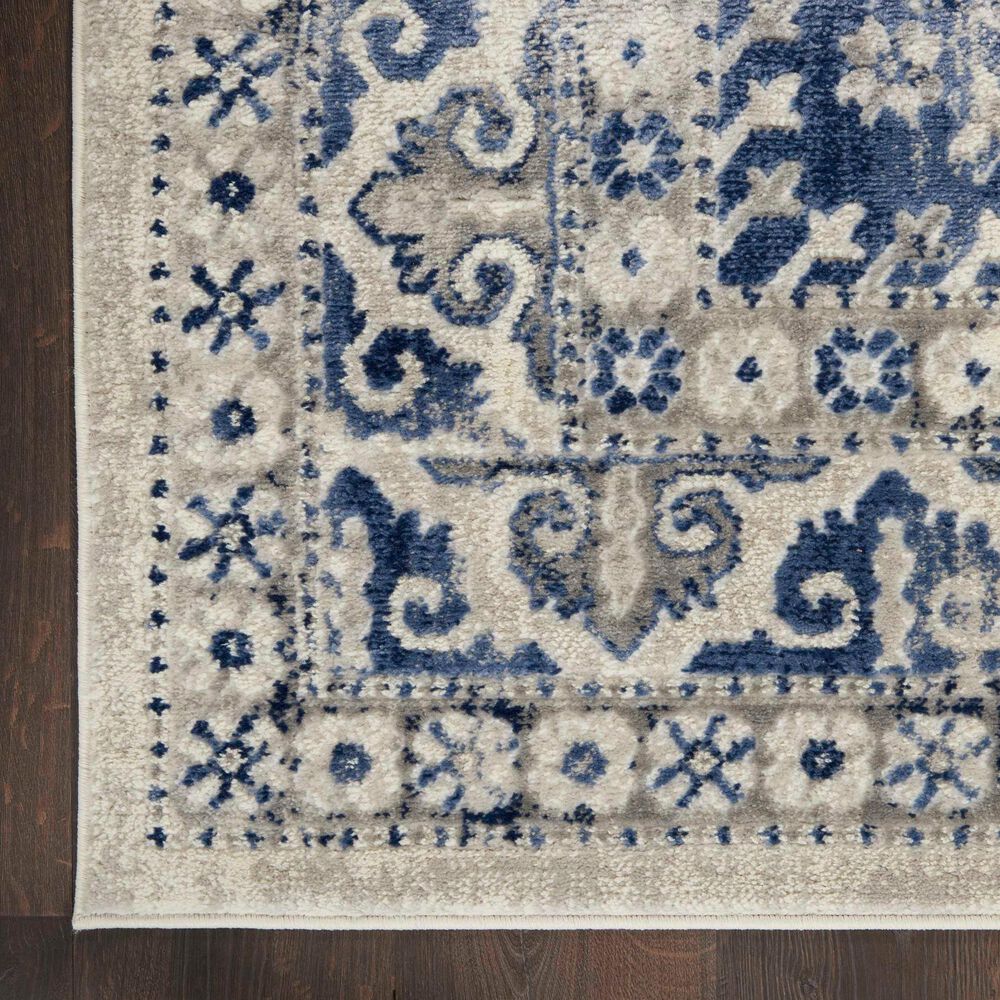 Nourison Cyrus CYR05 2&#39;2&quot; x 7&#39;6&quot; Ivory and Blue Runner, , large