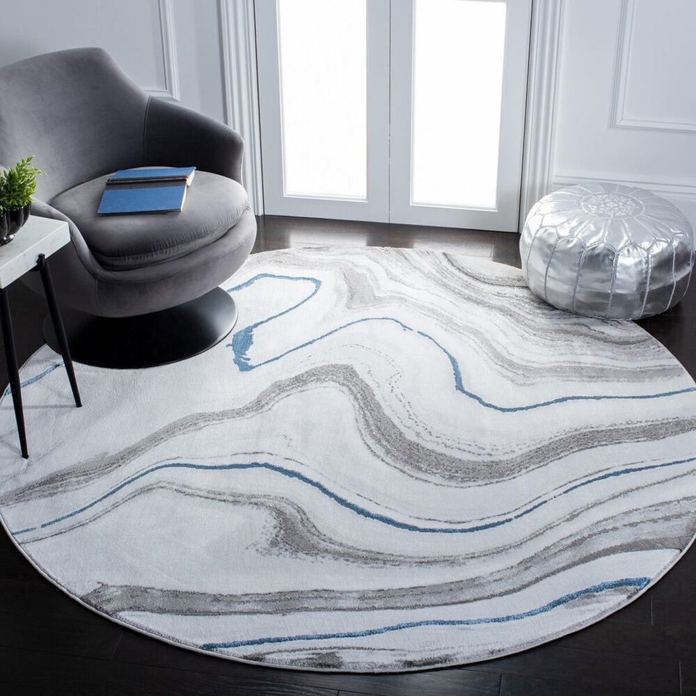 Safavieh Craft CFT819N 4&#39; Round Grey and Blue Area Rug, , large