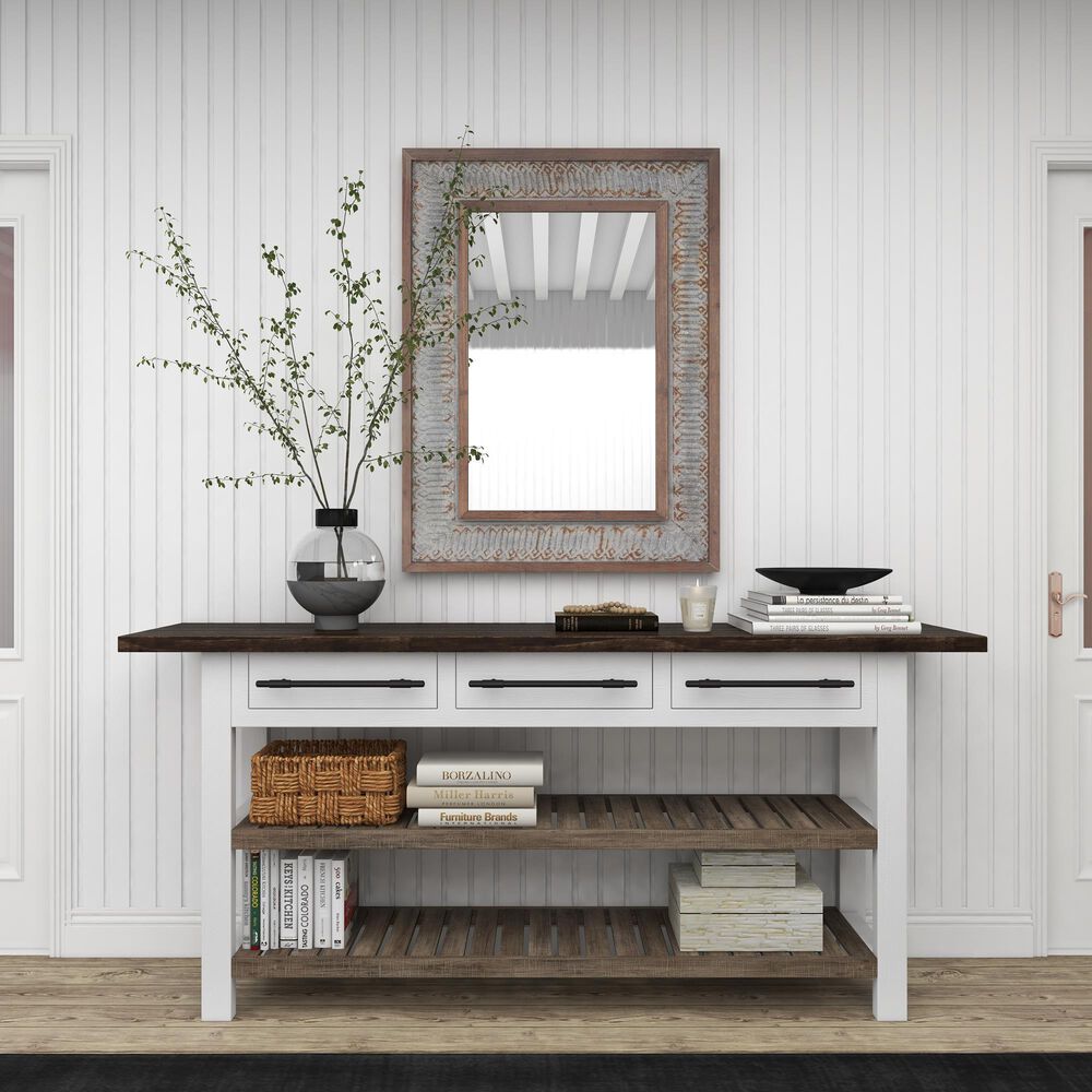 Maple and Jade 29&quot; x 39&quot; Wall Mirror in Distressed Grey and Brown, , large