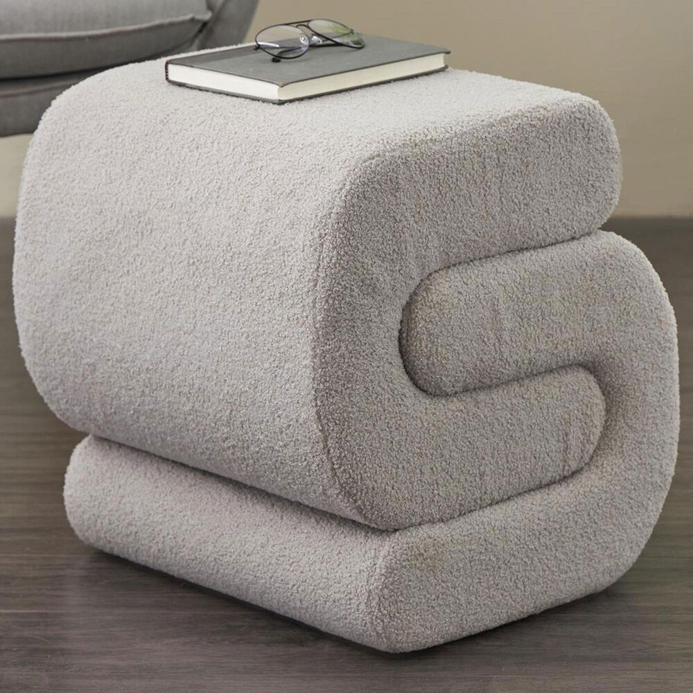 Maple and Jade 20" Boucle Accent Ottoman in Gray, , large