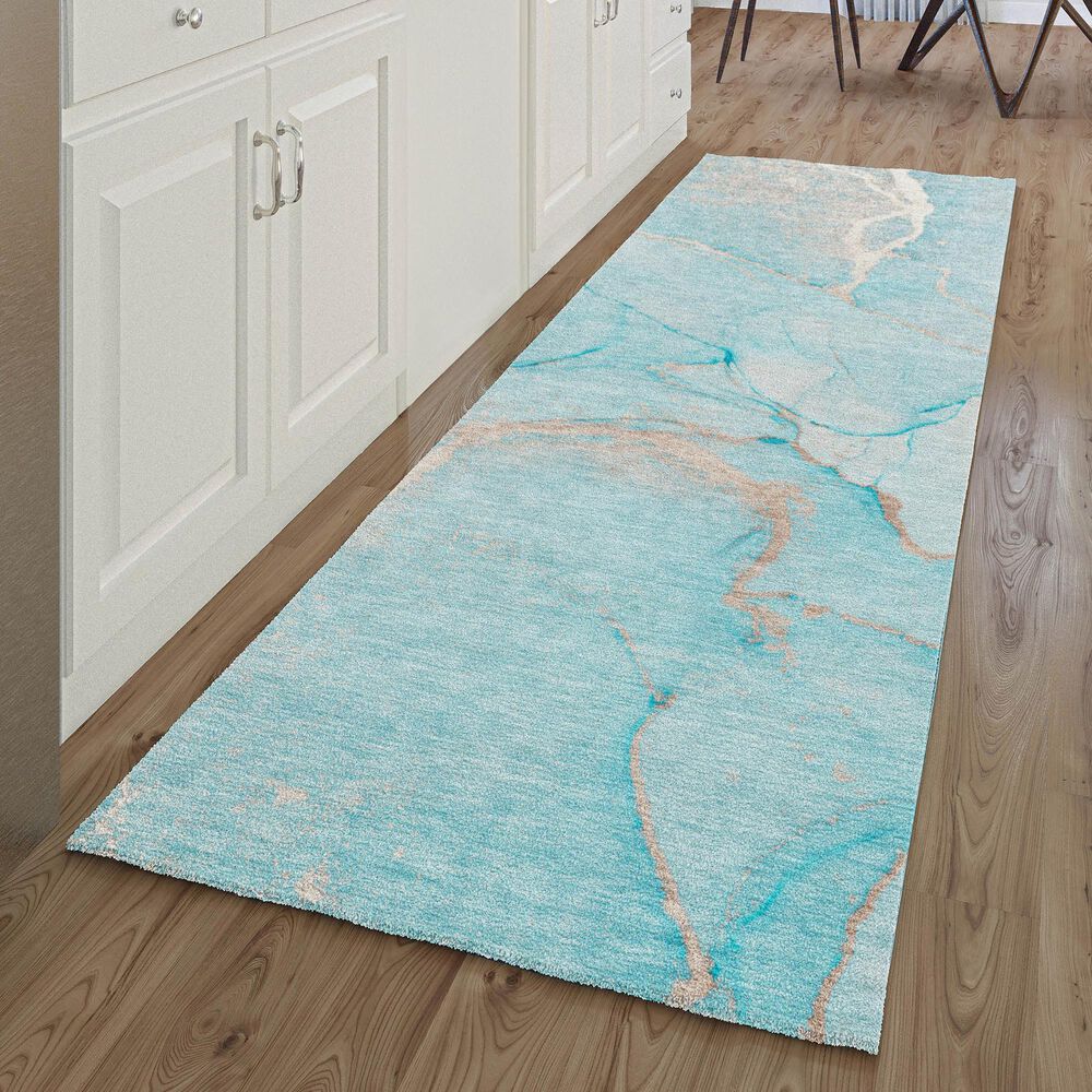 Dalyn Rug Company Odyssey OY7 Teal 2'3" x 7'6" Runner, , large