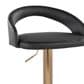 LumiSource Grotto Adjustable Bar Stool with Black Faux Leather Upholstery in Gold (Set of 2), , large