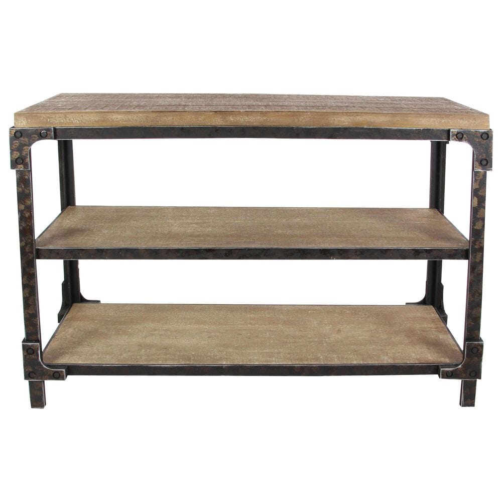 Maple and Jade 2-Shelf Console Table in Brown and Dark Rusted, , large