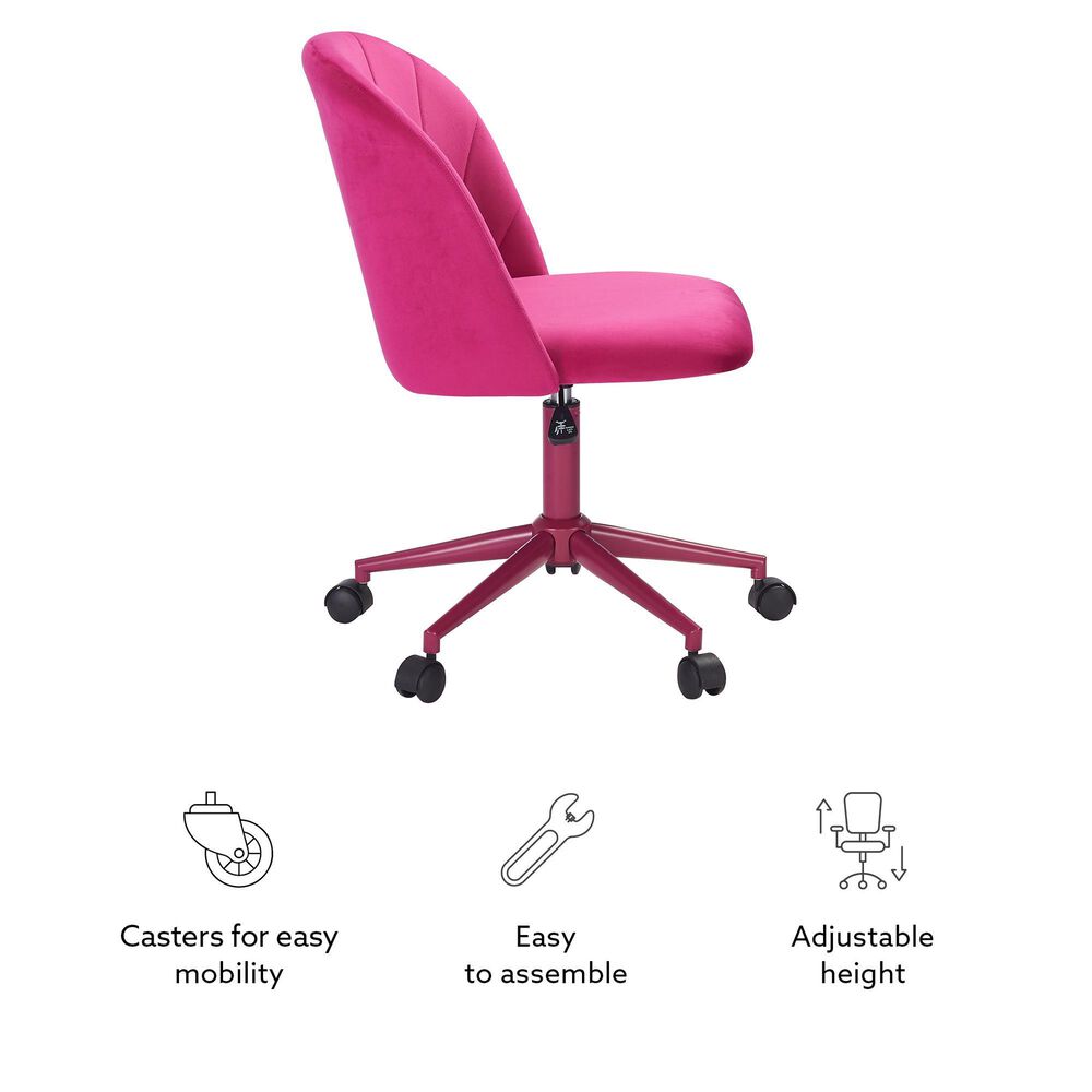 Linden Boulevard Velvet Desk Chair in Hot Pink, , large