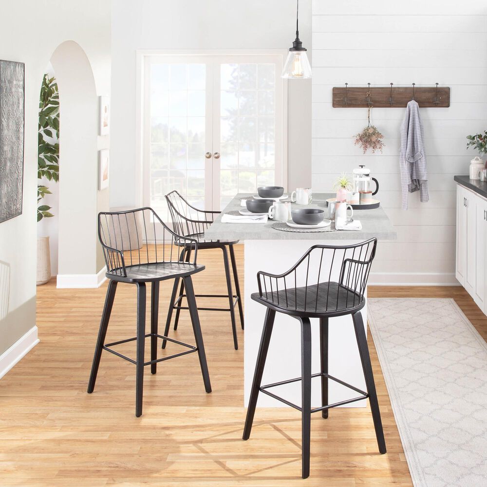 Lumisource Winston Counter Stool in Black and Black, , large