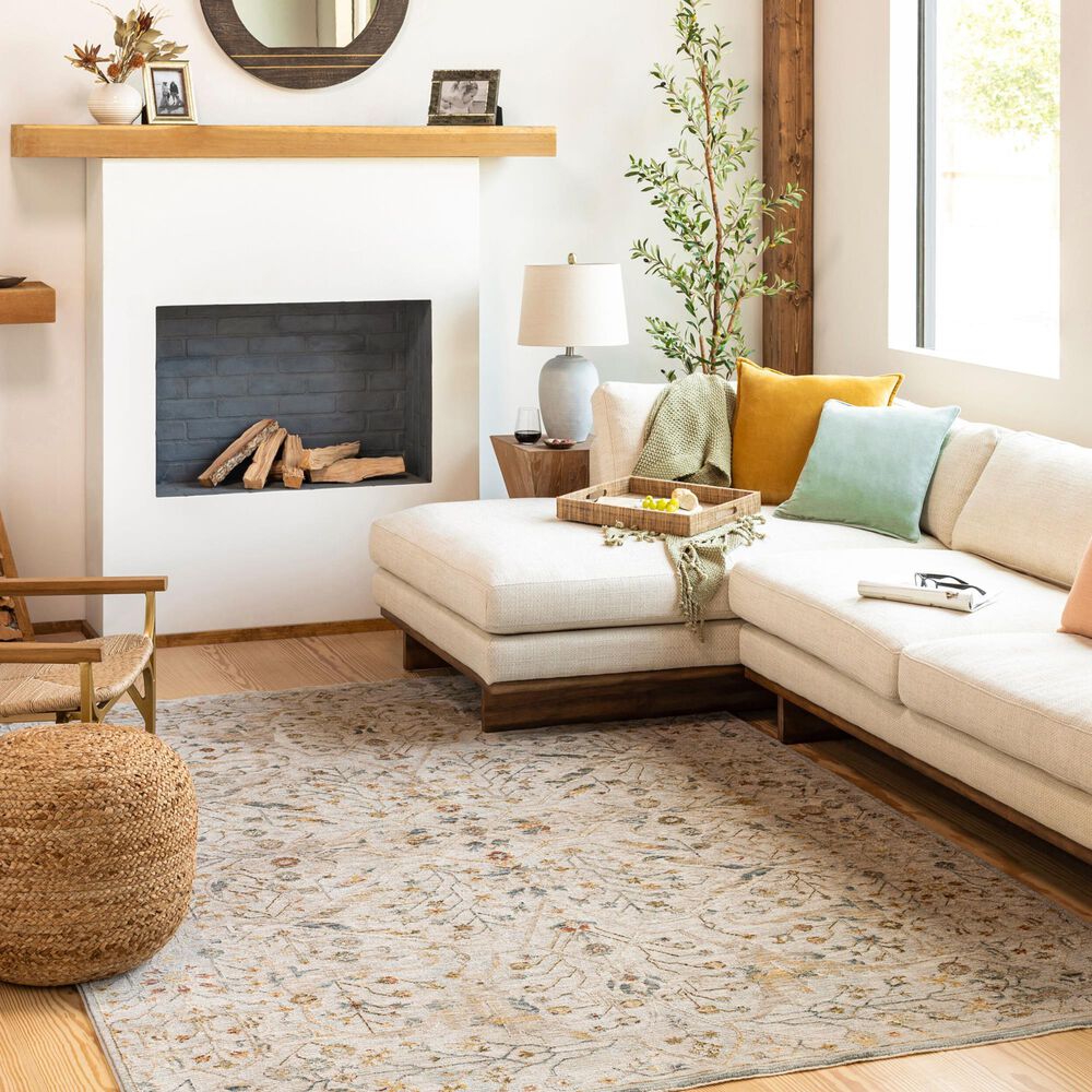 Surya Reina Light Gray, Denim, Cream, Tan, Light Brown, Rust, Mustard and Olive 12' x 15' Area Rug, , large