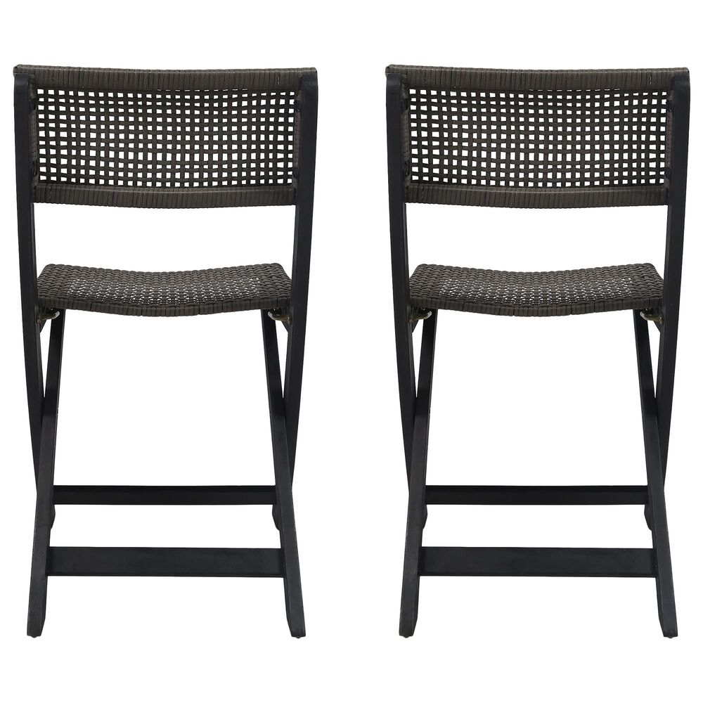 Hearth and Haven Hillside Outdoor Foldable Bistro Chair in Grey and Brown &#40;Set of 2&#41;, , large