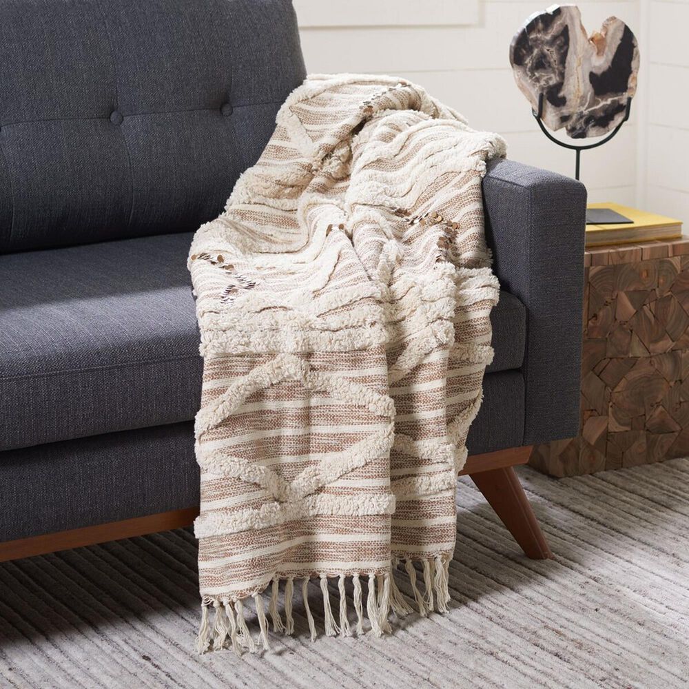 Safavieh Renali 50&quot; x 60&quot; Throw in Ivory and Beige, , large