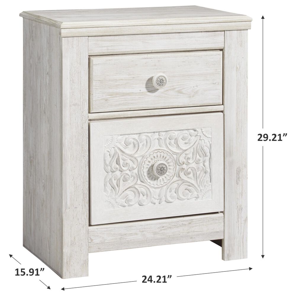 Ashley Paxberry 2 Drawer Nightstand in White Wash, , large