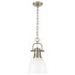 Golden Lighting Duncan 1-Light Small Pendant with Chain and Matte White Shade in Aged Brass, , large