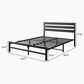 Hearth and Haven Queen Platform Bed Frame with Wood Headboard in Black, , large