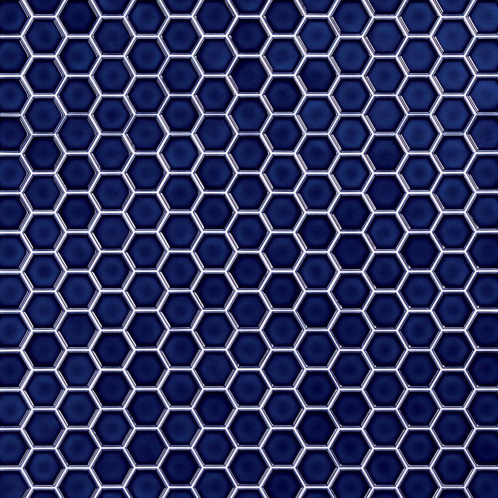 Dal-Tile Artefino Jewel Sapphire 2.5" Framed Hexagon on 12" x 14" Porcelain Mosaic Sheet, , large