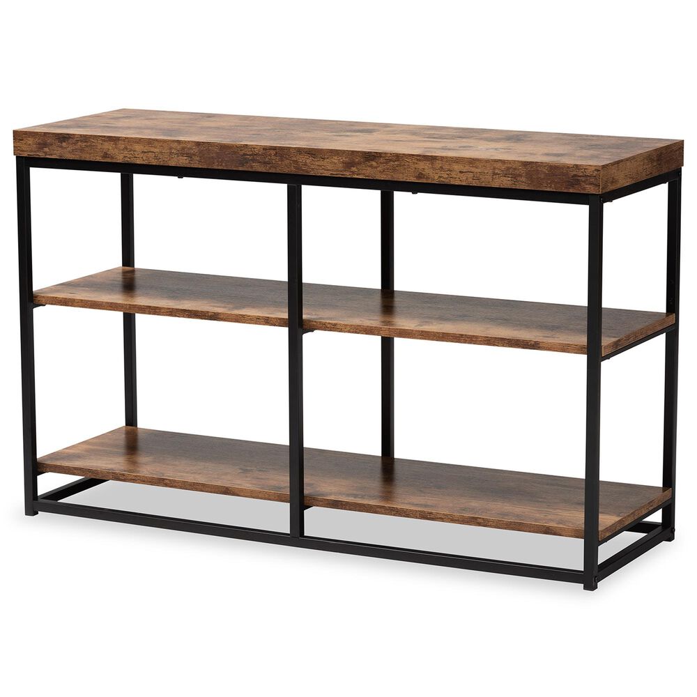 Baxton Studio Bardot Console Table in Walnut Brown and Black, , large