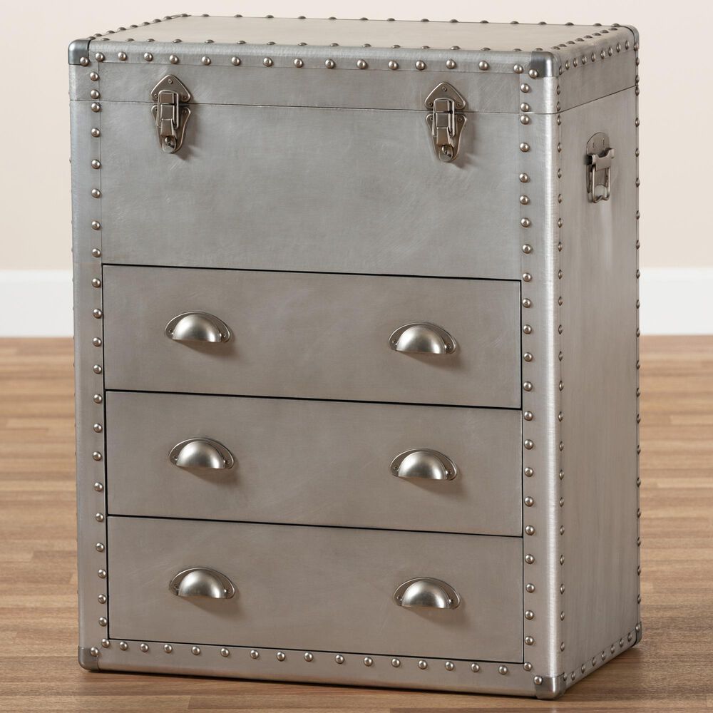 Baxton Studio Serge 3-Drawer Accent Storage Chest in Silver, , large