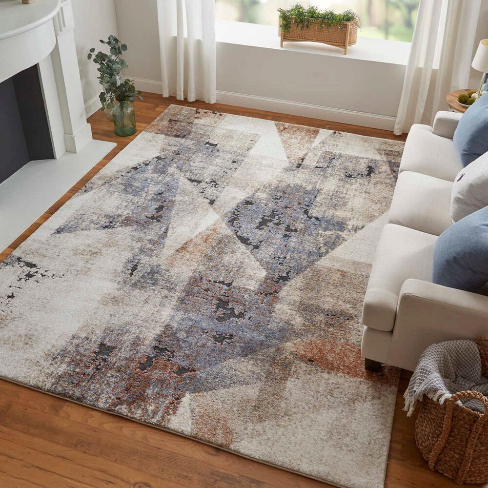 Feizy Rugs Gilmore 39MKF Blue and Ivory 5&#39;3&quot; x 8&#39; Area Rug, , large