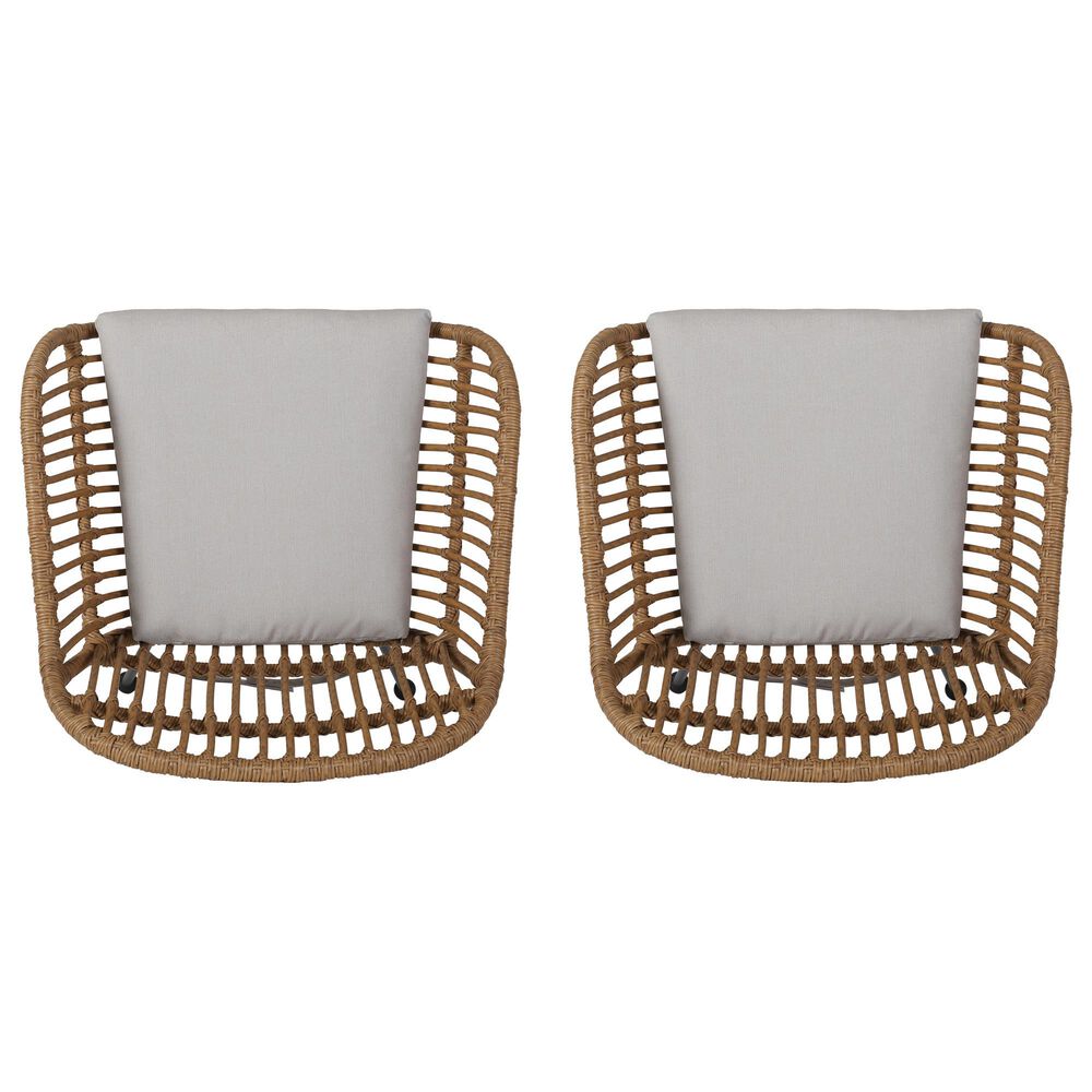 Hearth and Haven Rodney Outdoor Chair with Beige Cushion in Brown &#40;Set of 2&#41;, , large