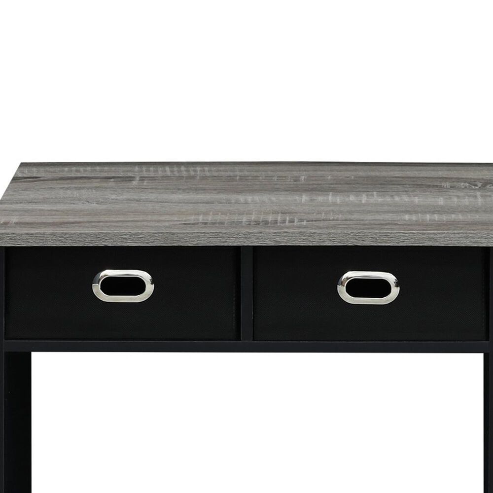 HOMLUX 32" Computer Desk with Two Drawers in French Oak Grey and Black, , large