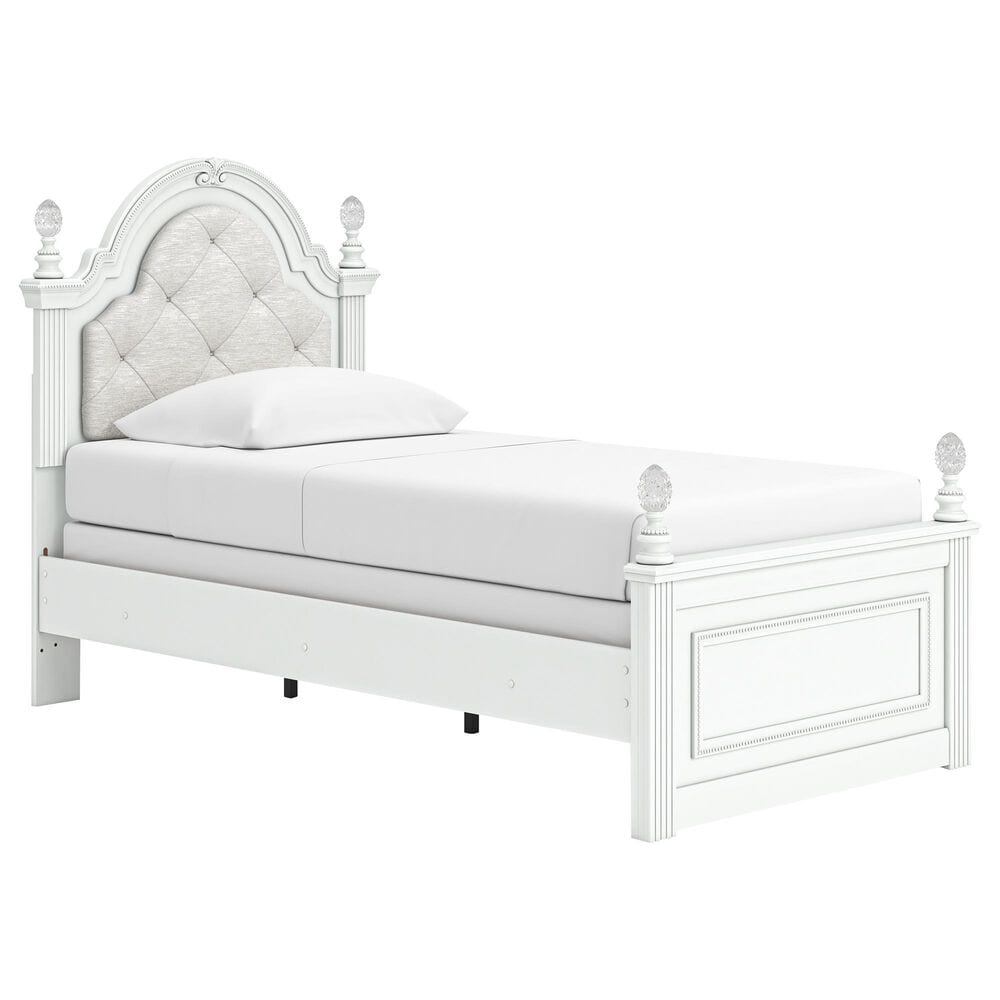 Ashley Kozlani 4-Piece Twin Panel Bedroom Set in Matte White, , large