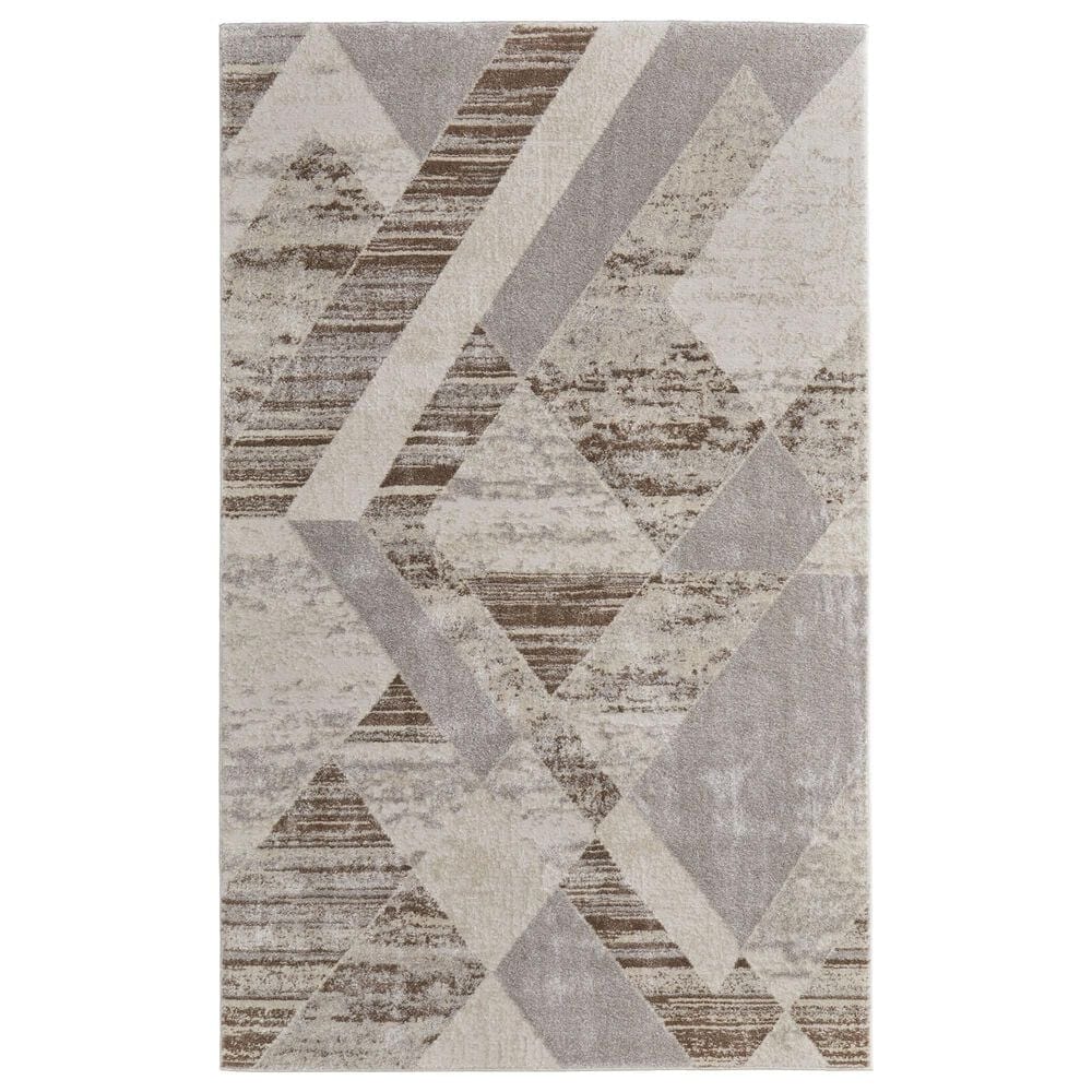 Feizy Vancouver 39NRF 5" x 8" Beige and Brown Area Rug, , large