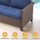 Sunwell Garden 32"H 3-Seater Outdoor Sofa with Wide Armrests and Navy Cushion in Brown, , large