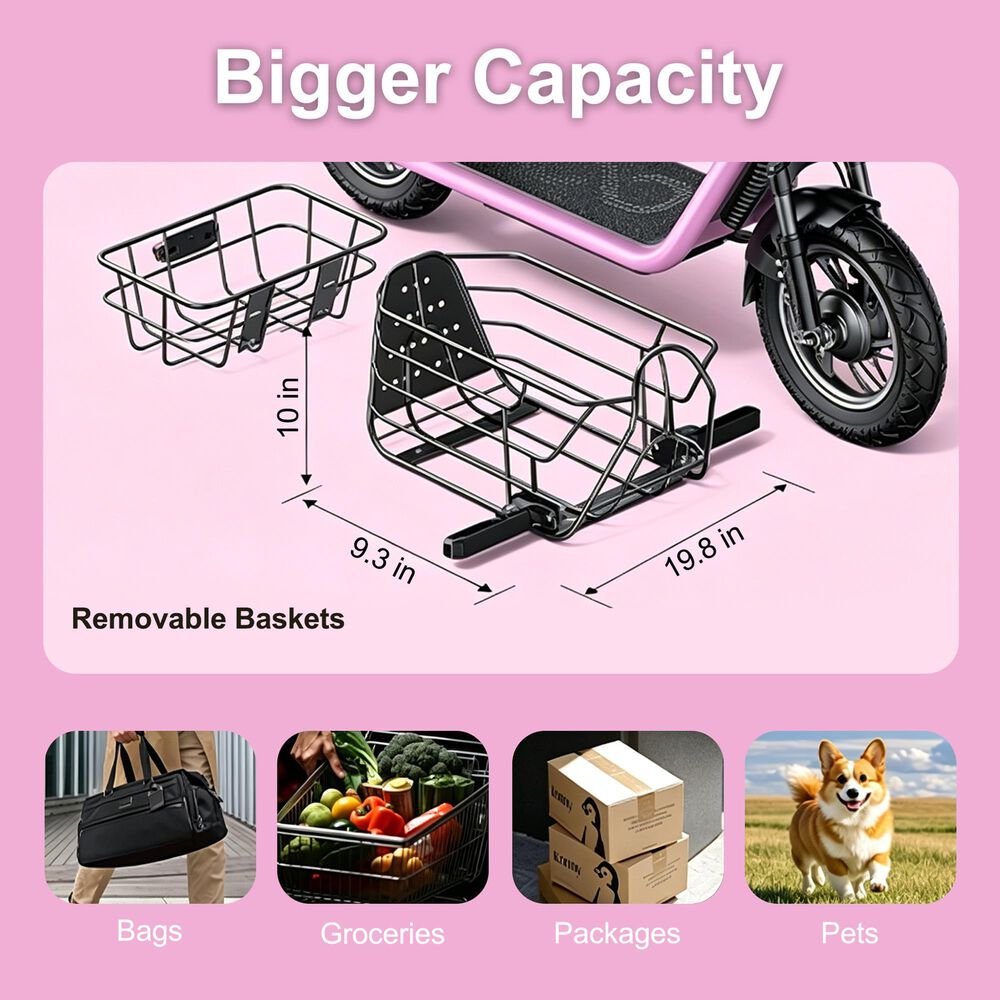 HOMLUX 550W 25-Mile Adults Electric Scooter with Foldable Design in Pink, , large