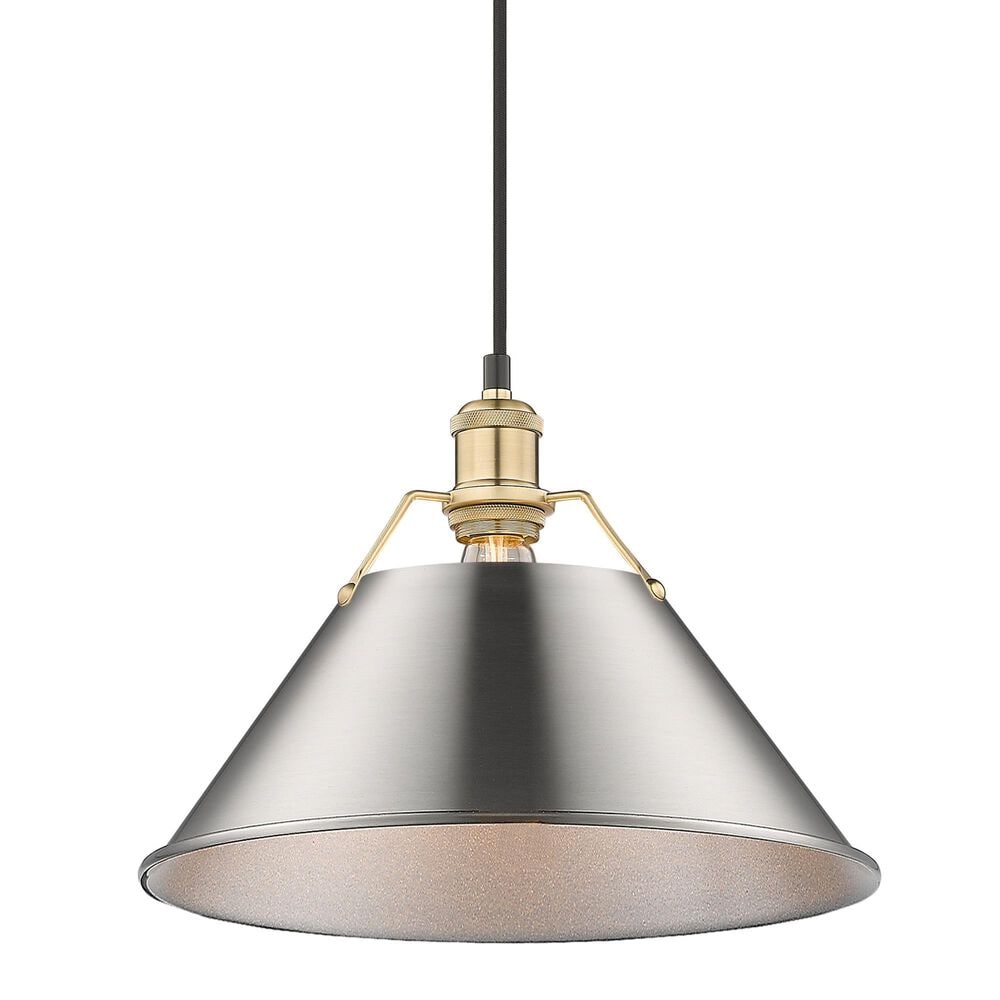 Golden Lighting Orwell 1-Light Wide Large Pendant with Pewter Shade in Brushed Champagne Bronze, , large