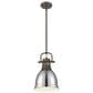 Golden Lighting Duncan 1-Light Small Pendant with Rod and Chrome Shade in Rubbed Bronze, , large