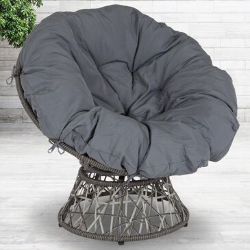 Flash Furniture Bowie Swivel Patio Chair with Dark Gray Cushion, , large