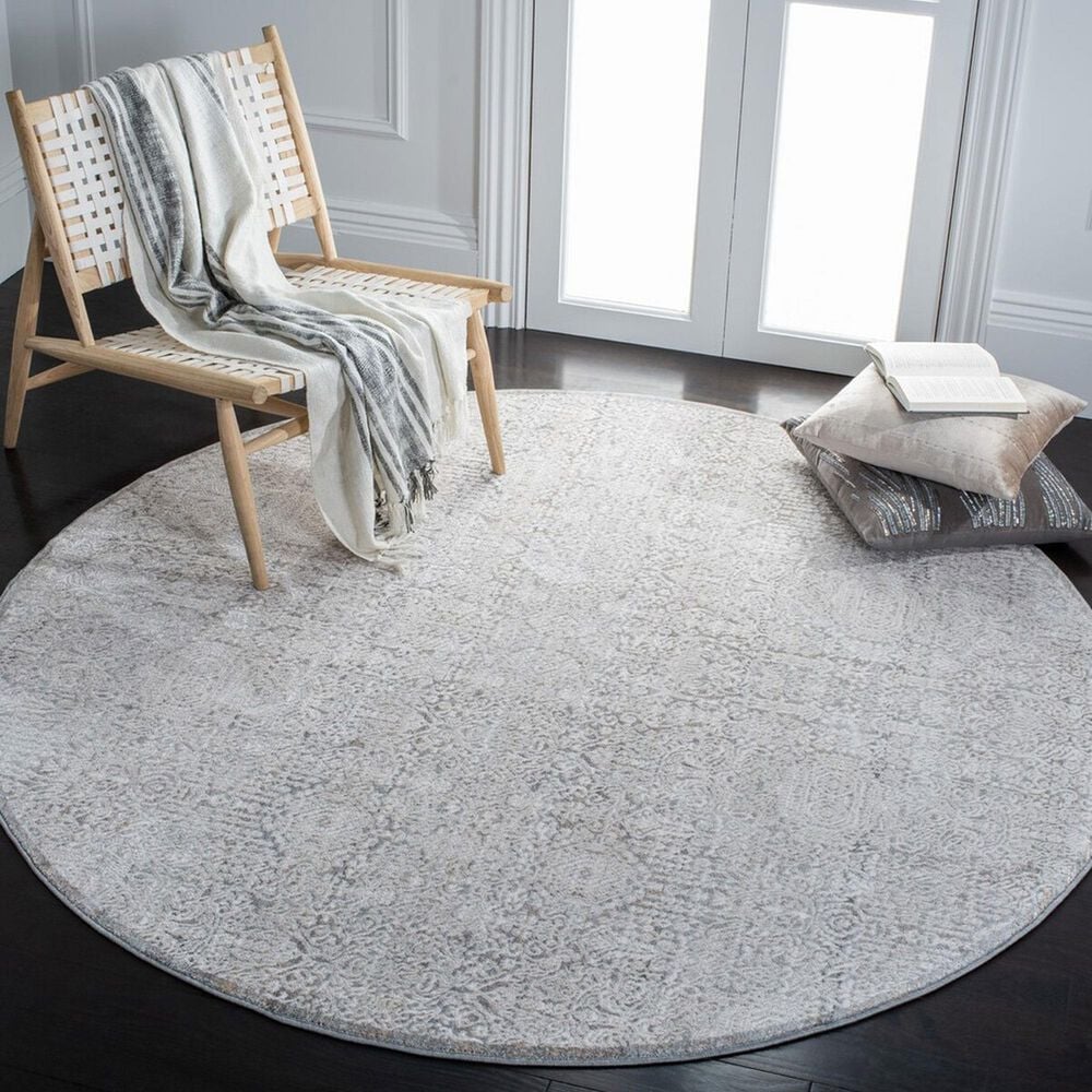 Safavieh Webster WBS316G 6&#39;7&quot; Round Grey and Beige Area Rug, , large