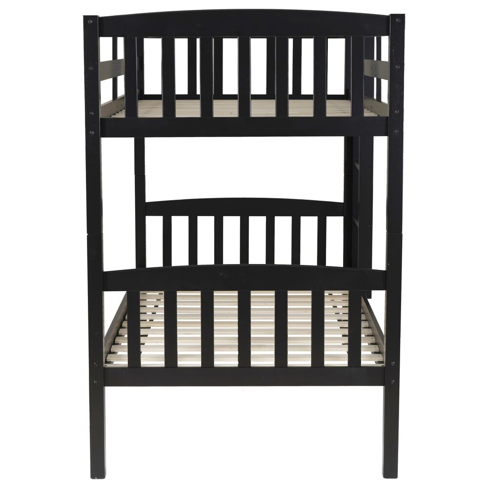 Linon Home Decor Perryton Twin Over Twin Bunk Bed in Sleek Black, , large