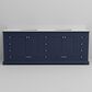 Lexora Home Dukes 84" Double Bathroom Vanity in Navy Blue with 2 cm White Cultured Marble Top and Rectangular Sinks, , large