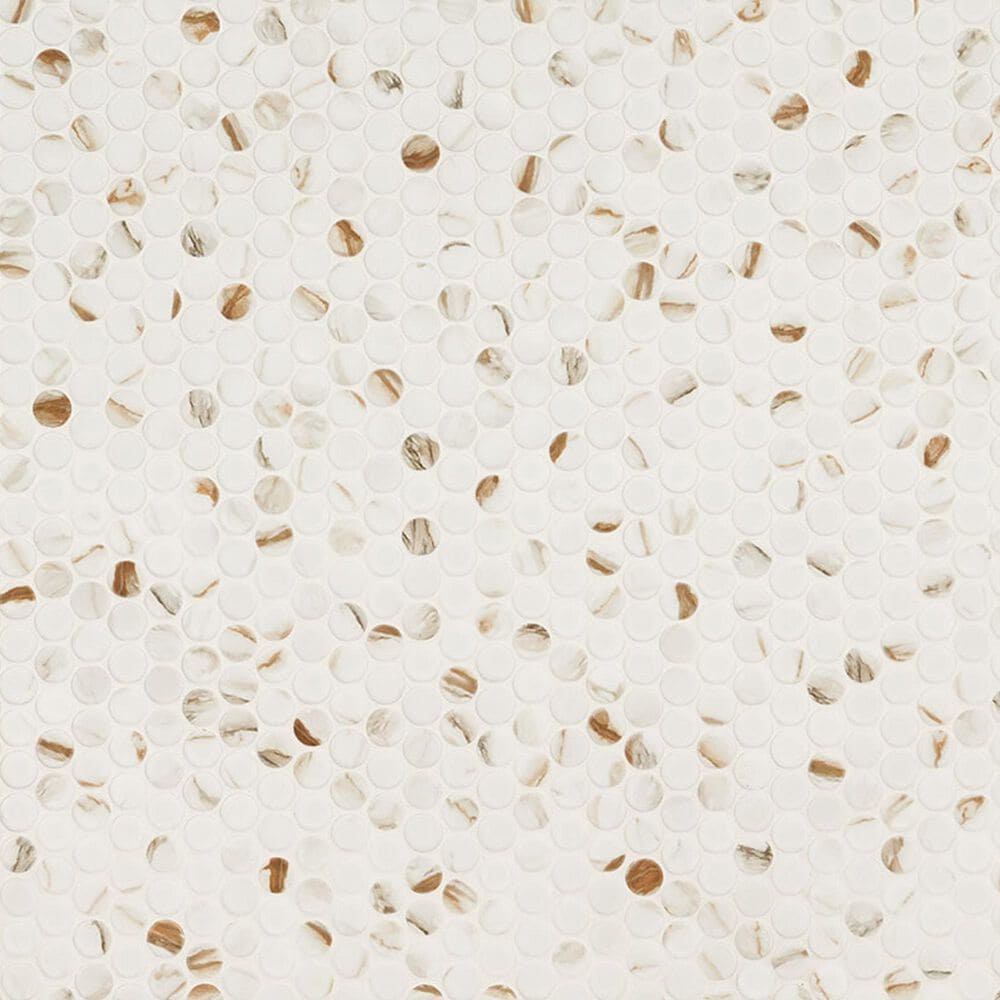 MS International Calacatta Gold 11&quot; x 12&quot; Penny Round Porcelain Mosaic Sheet, , large