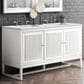 James Martin Vanities Athens 60" Double Bathroom Vanity in Glossy White with 3 cm Ethereal Noctis Quartz Top and Rectangular Sinks, , large