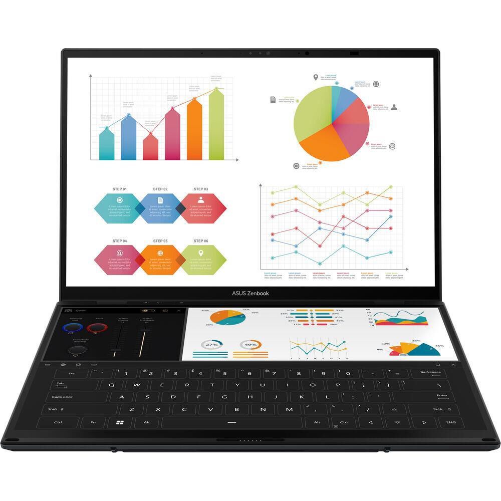 ASUS Zenbook Duo Dual 14&quot; 3K OLED Touch Laptop - Evo Intel Core Ultra 9 285H with 32GB RAM - Intel Arc Graphics - 1TB SSD - Inkwell Gray, , large